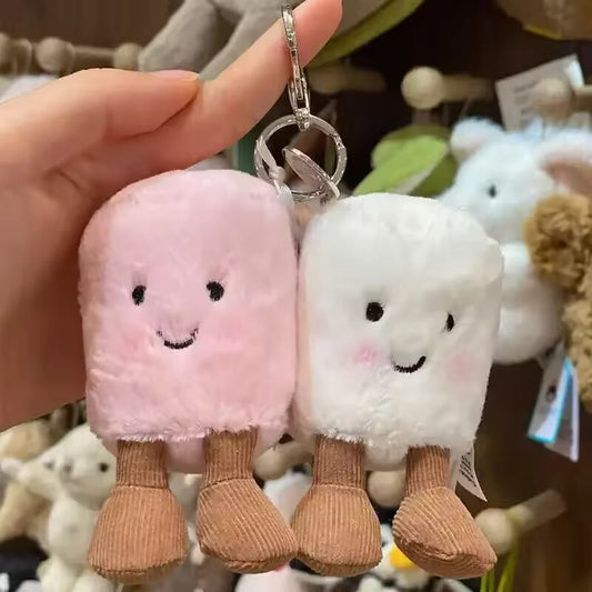 Jelly Fun Marshmallow Keychain Cotton Candy Two Tone Cute Soft Two Tone Keychain Bag Pendant Accessories Doll Pendant Gifts